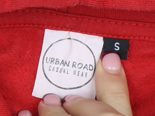 Urban Road Men's Red Pullover Hoodie Size S Casual Fleece