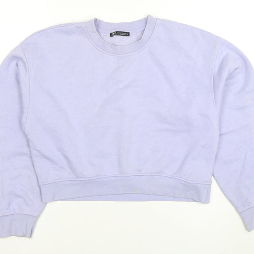 Zara Women Lilac Crew Neck Pullover Sweatshirt Size M