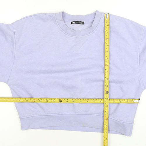 Zara Women Lilac Crew Neck Pullover Sweatshirt Size M