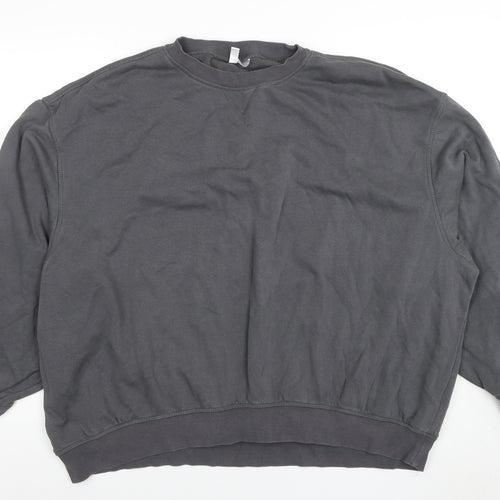 H&M Divided Women's Grey Cotton Blend Pullover Sweatshirt Size L