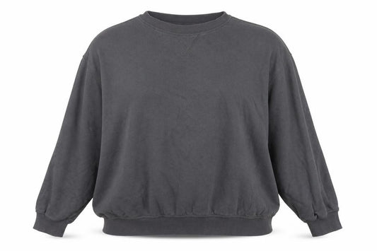 Front view of H&M Divided Women's Grey Cotton Blend Pullover Sweatshirt, size L