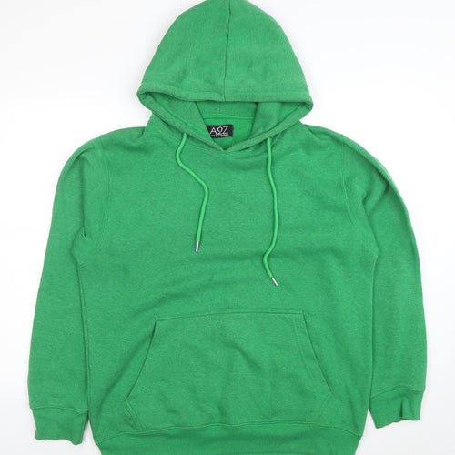 A2Z Men's Green Pullover Hoodie Size M Fleece Cotton Blend