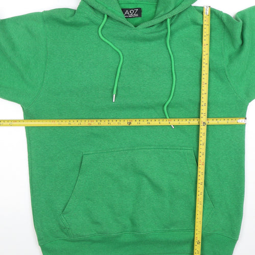 A2Z Men's Green Pullover Hoodie Size M Fleece Cotton Blend