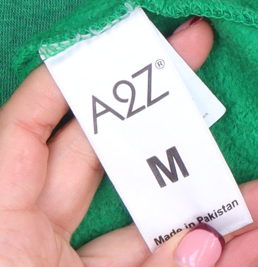 A2Z Men's Green Pullover Hoodie Size M Fleece Cotton Blend