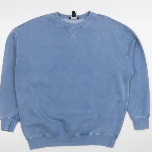New Look Women Blue Small Cotton Blend Crew Neck Sweatshirt