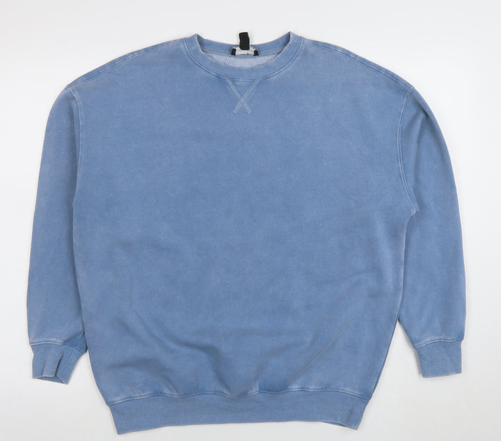 New Look Women Blue Small Cotton Blend Crew Neck Sweatshirt