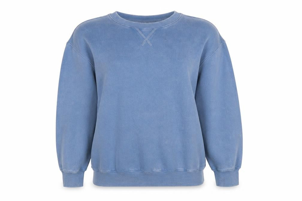 Front view of New Look Women Blue Small Cotton Blend Crew Neck Sweatshirt