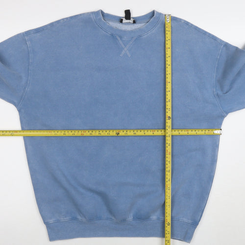 New Look Women Blue Small Cotton Blend Crew Neck Sweatshirt