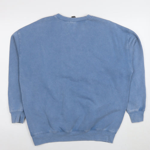 New Look Women Blue Small Cotton Blend Crew Neck Sweatshirt