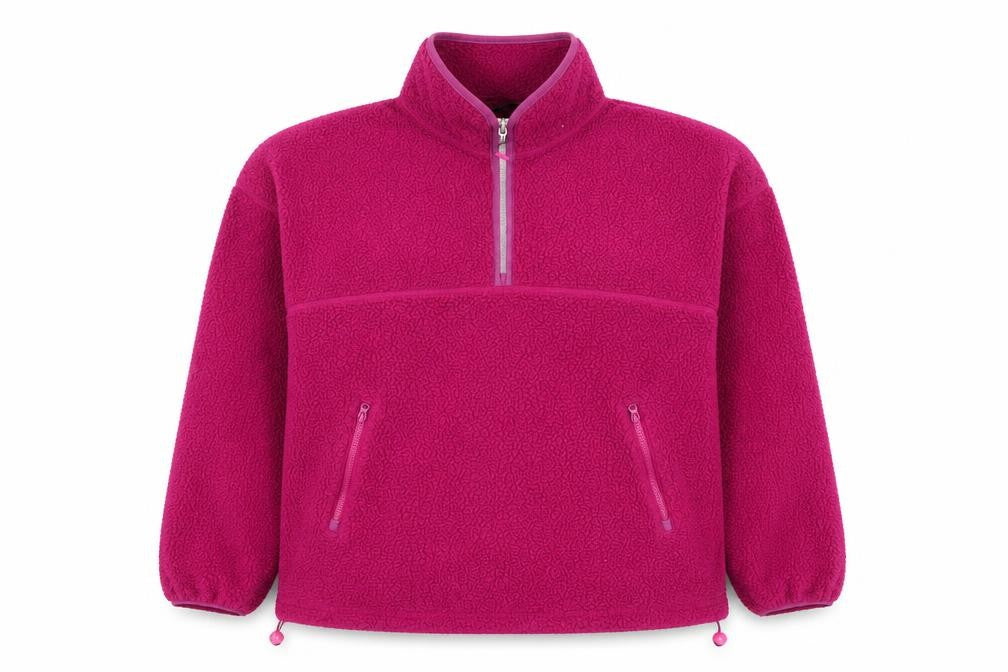 Front view of Dunnes Women’s Pink Fleece 1/4 Zip Pullover Sweatshirt, size S