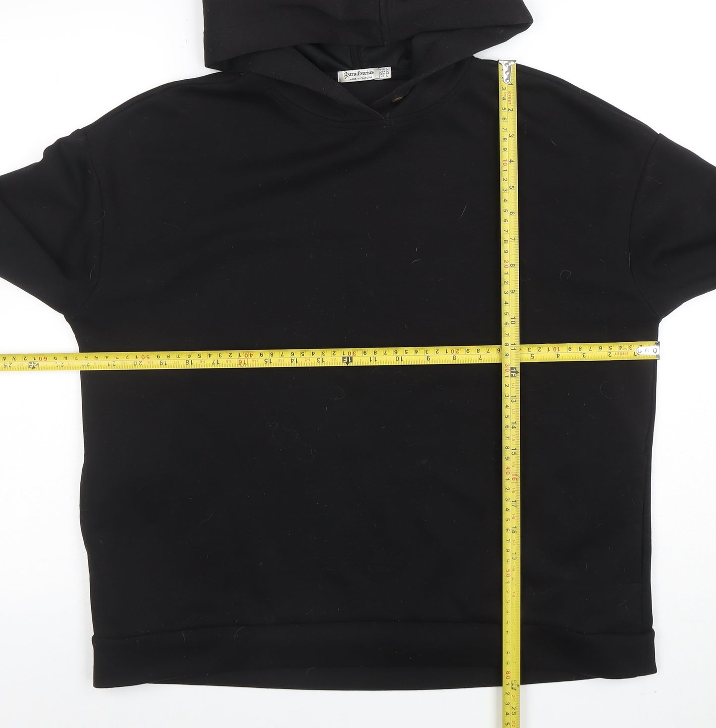Stradivarius Womens Black Pullover Hoodie Size L Viscose Blend