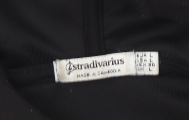 Stradivarius Womens Black Pullover Hoodie Size L Viscose Blend