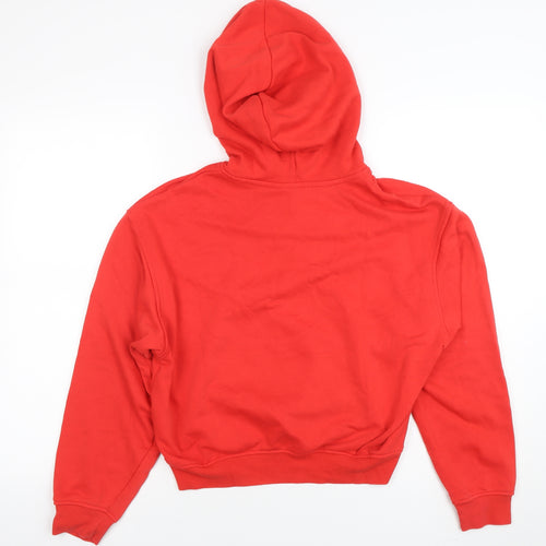 H&M Divided Women's Red Pullover Hoodie Size Small Lucky Me Print