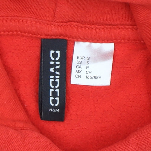 H&M Divided Women's Red Pullover Hoodie Size Small Lucky Me Print