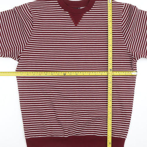 POPO England Women’s Burgundy White Striped Cotton Blend Sweatshirt M