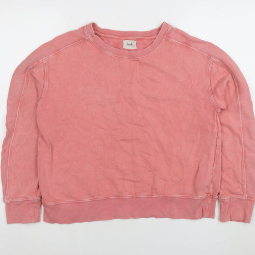 Hush Women Pink Cotton Pullover Sweatshirt M Relaxed Fit Crew Neck