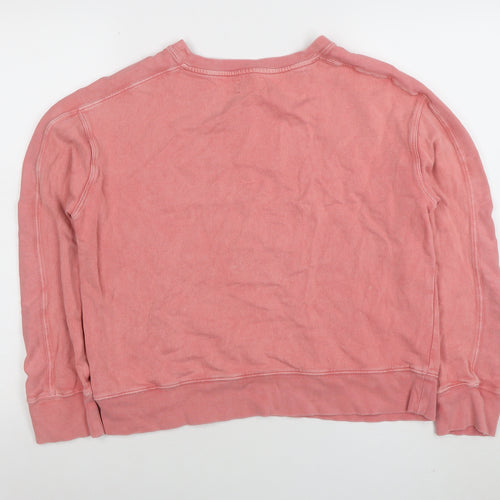 Hush Women Pink Cotton Pullover Sweatshirt M Relaxed Fit Crew Neck