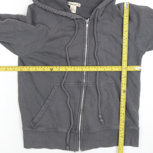 Forever Womens Grey Full Zip Hoodie Size S 100% Cotton Casual