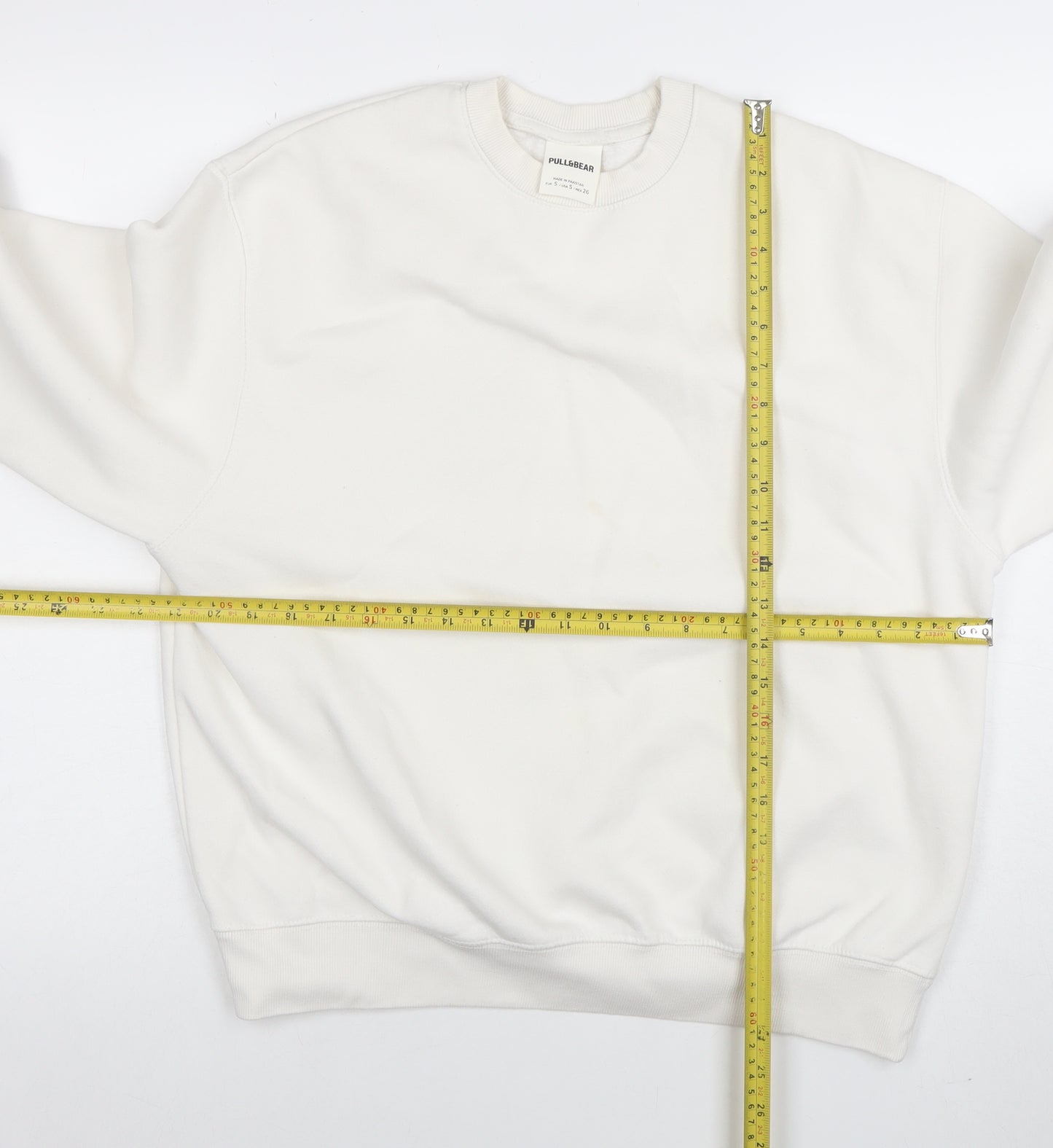 Pull&Bear Women's White Crew Neck Pullover Sweatshirt Size Small