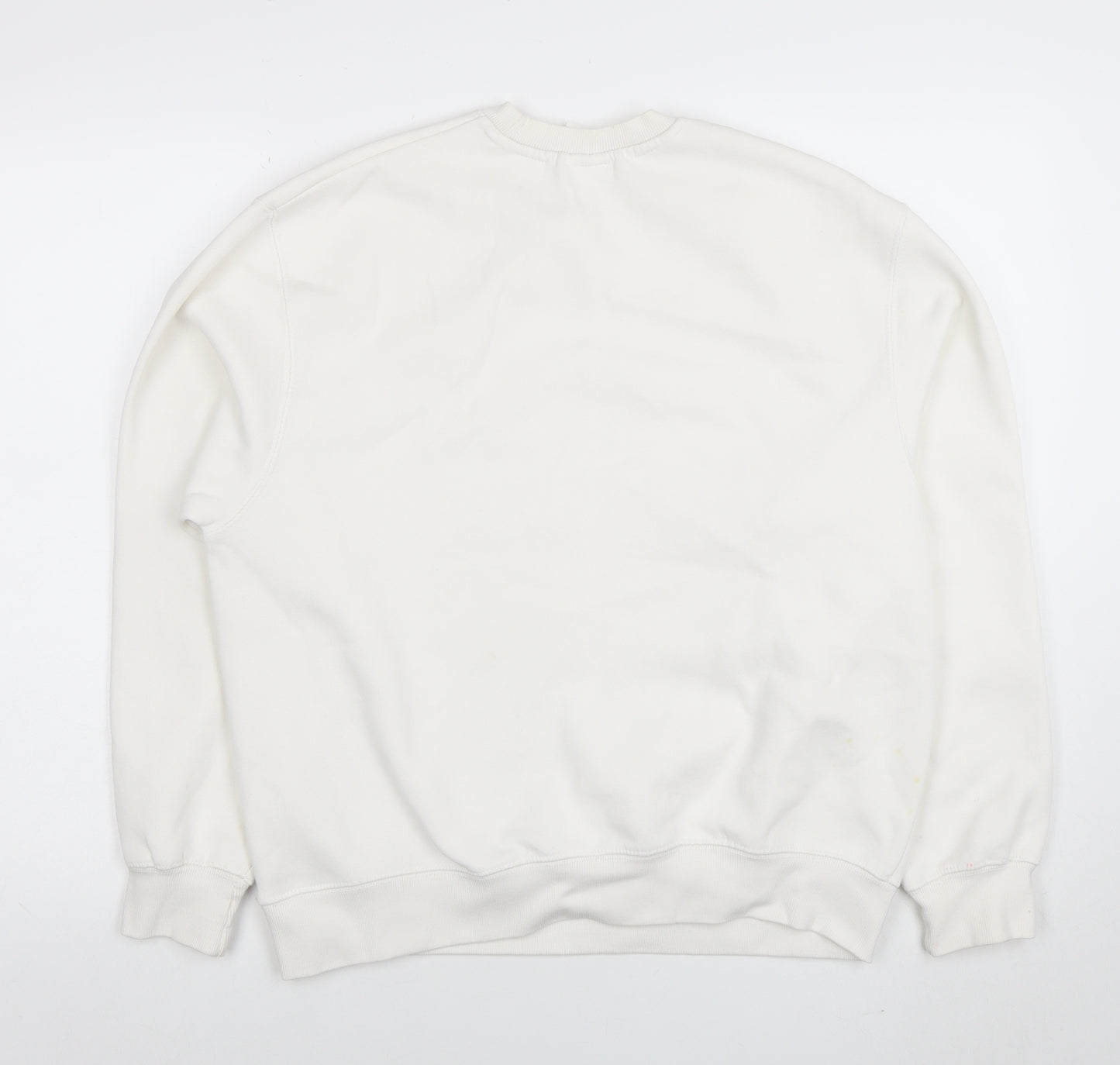 Pull&Bear Women's White Crew Neck Pullover Sweatshirt Size Small