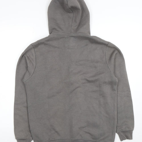 boohooMAN Men's Grey Full Zip Hoodie Size S Cotton Blend