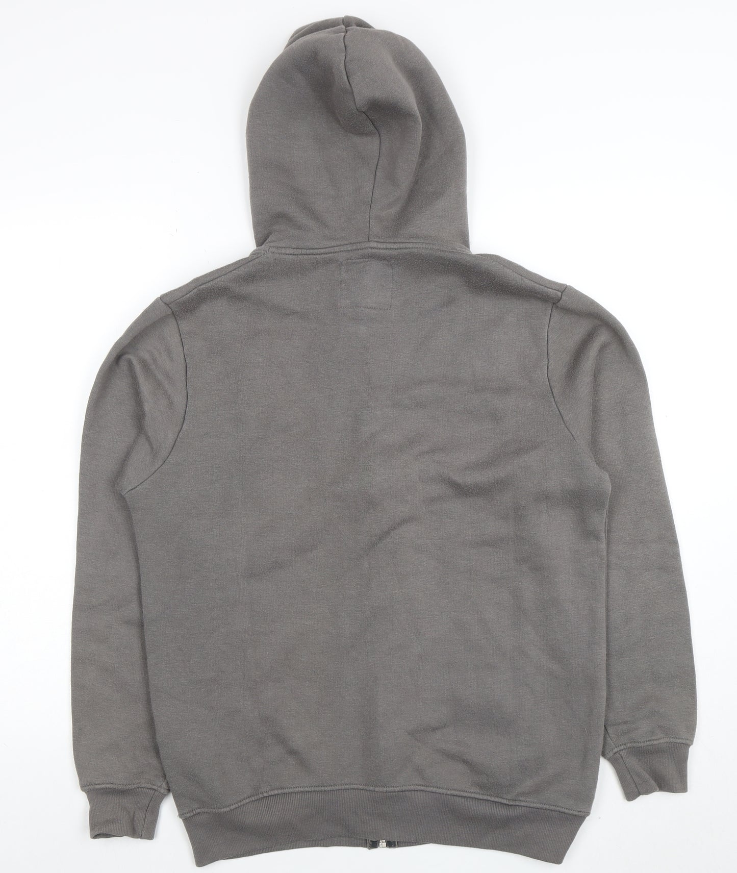 boohooMAN Men's Grey Full Zip Hoodie Size S Cotton Blend