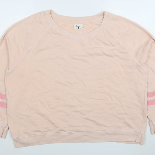 Hush Womens Beige Pink Stripe XL Organic Cotton Pullover Sweatshirt