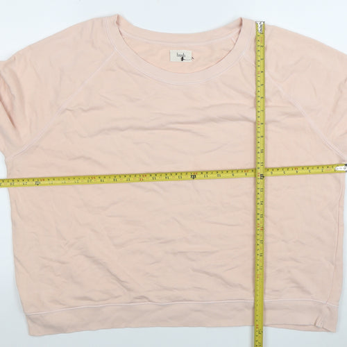 Hush Womens Beige Pink Stripe XL Organic Cotton Pullover Sweatshirt
