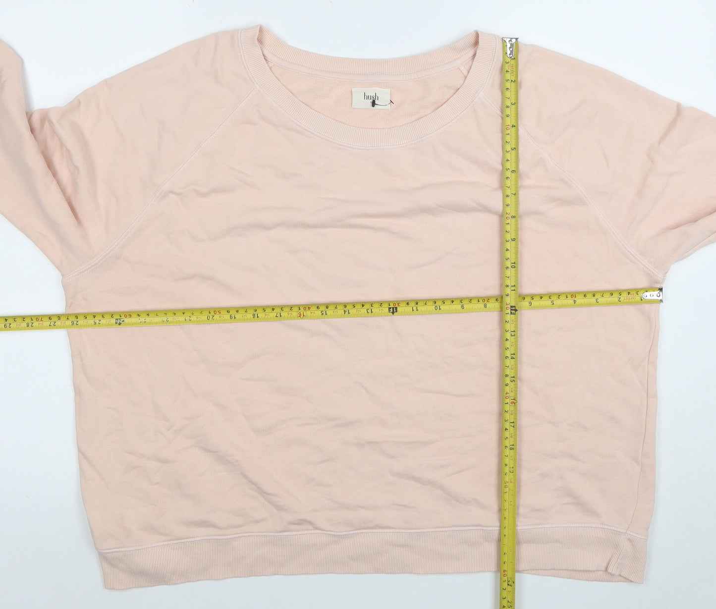 Hush Womens Beige Pink Stripe XL Organic Cotton Pullover Sweatshirt