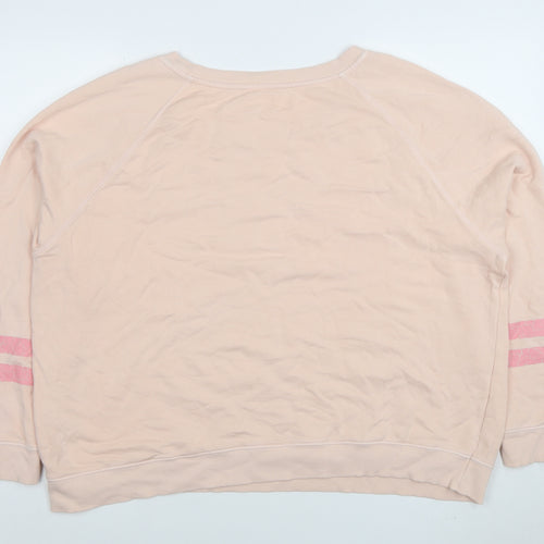 Hush Womens Beige Pink Stripe XL Organic Cotton Pullover Sweatshirt