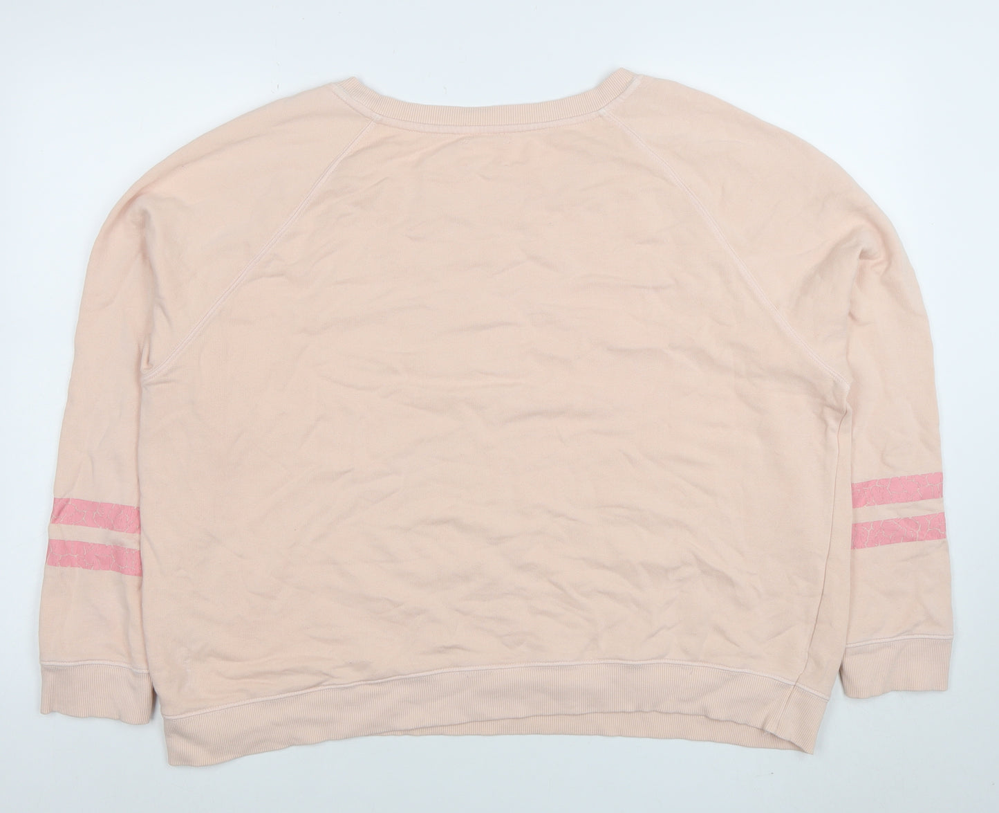 Hush Womens Beige Pink Stripe XL Organic Cotton Pullover Sweatshirt