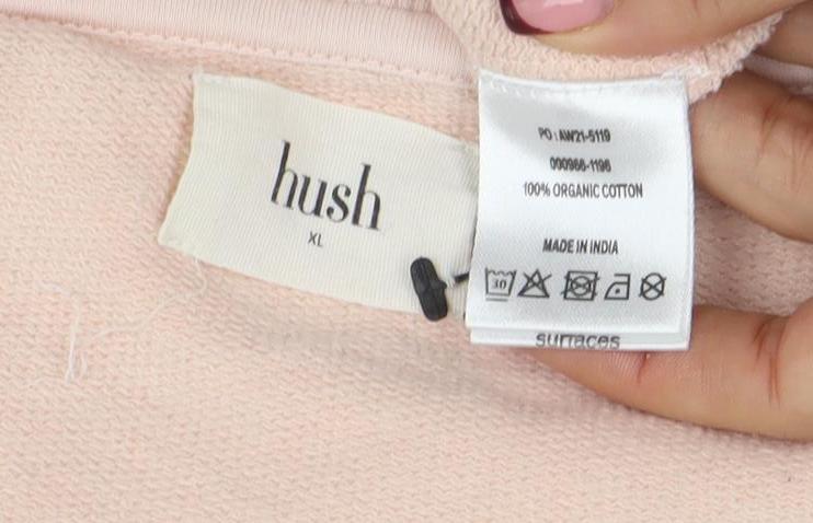 Hush Womens Beige Pink Stripe XL Organic Cotton Pullover Sweatshirt