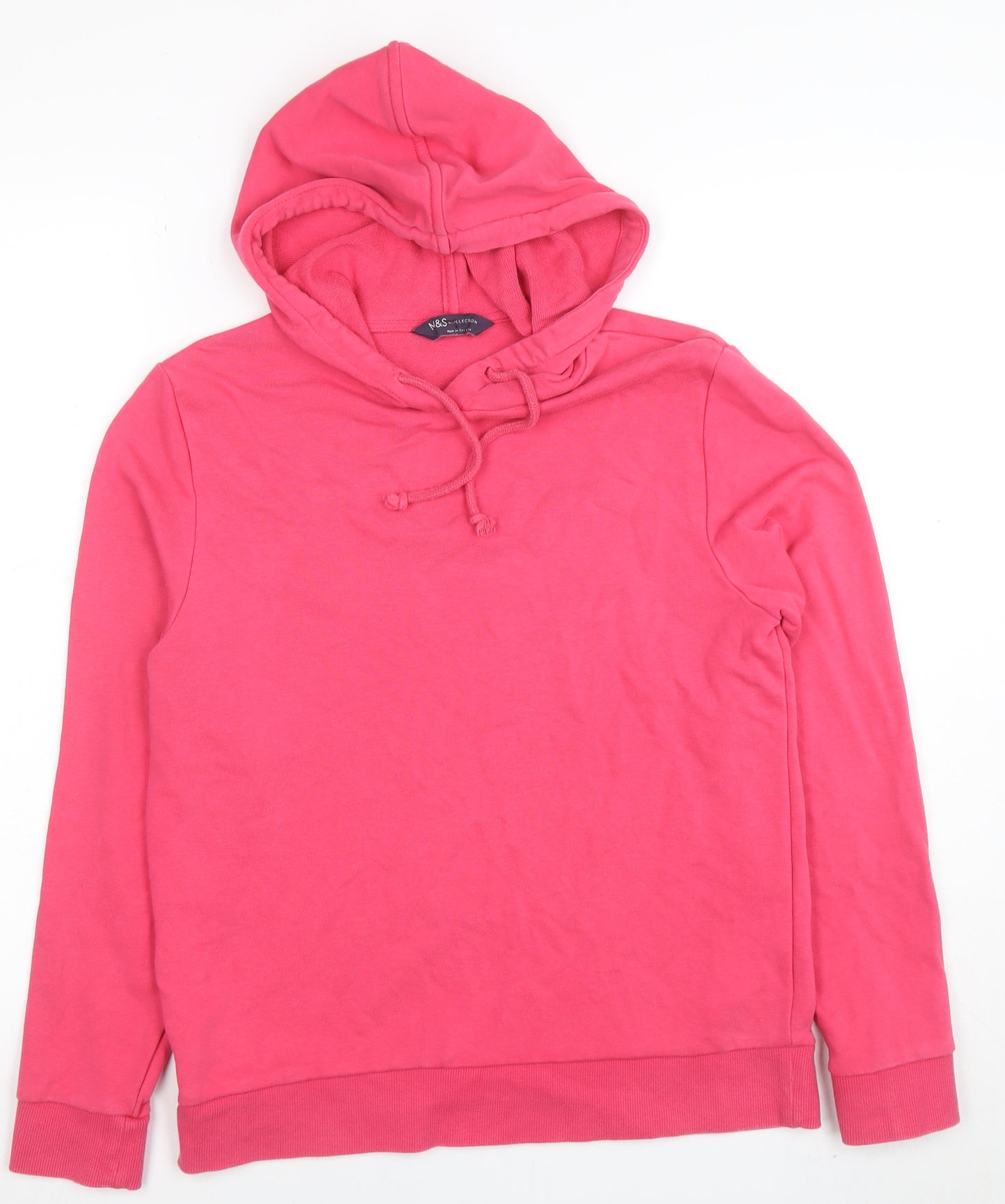 Marks and Spencer Women Pink Cotton Hoodie Pullover Size 10