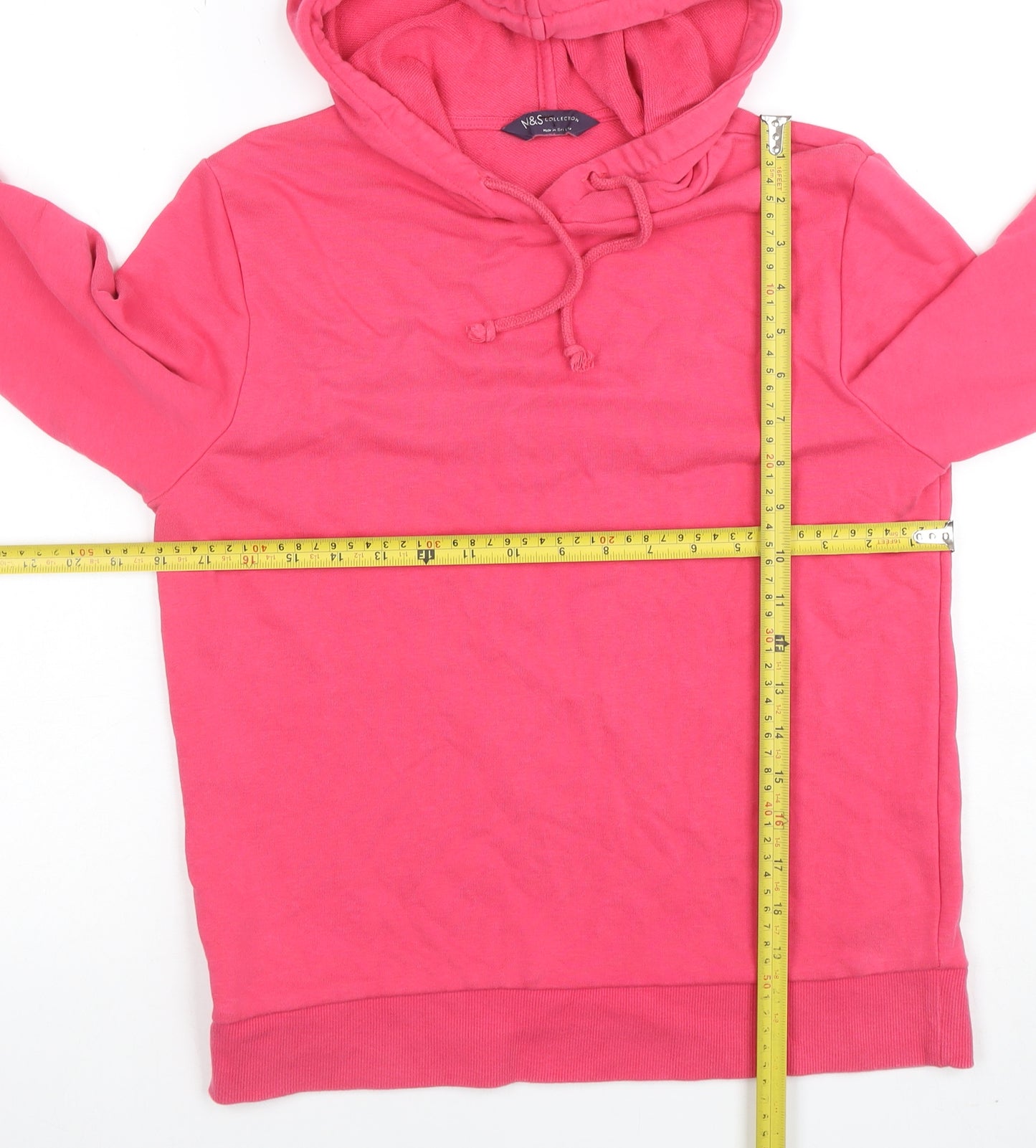 Marks and Spencer Women Pink Cotton Hoodie Pullover Size 10