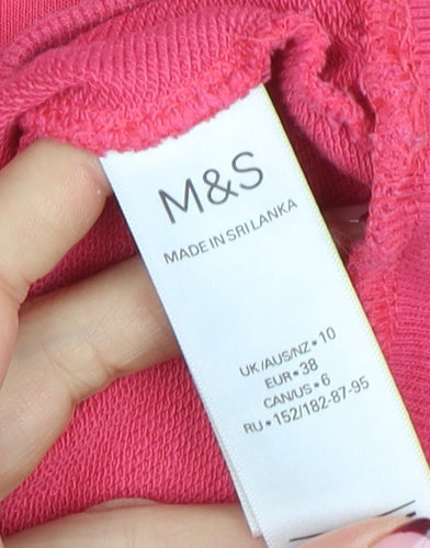 Marks and Spencer Women Pink Cotton Hoodie Pullover Size 10