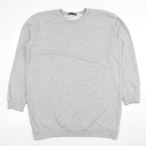 Womens Grey M&S Sweatshirt Size 12 Cotton Blend Crew Neck Long Sleeve