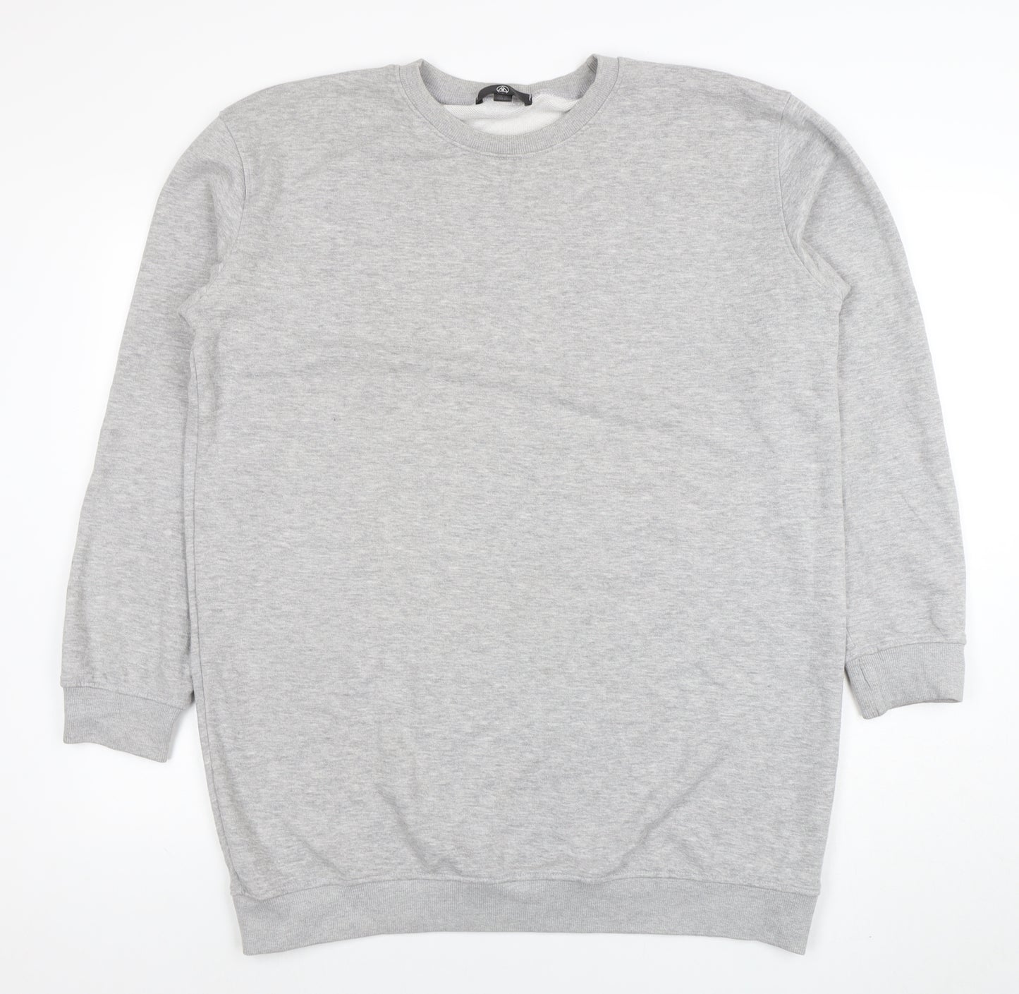 Womens Grey M&S Sweatshirt Size 12 Cotton Blend Crew Neck Long Sleeve