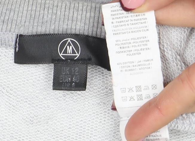 Womens Grey M&S Sweatshirt Size 12 Cotton Blend Crew Neck Long Sleeve