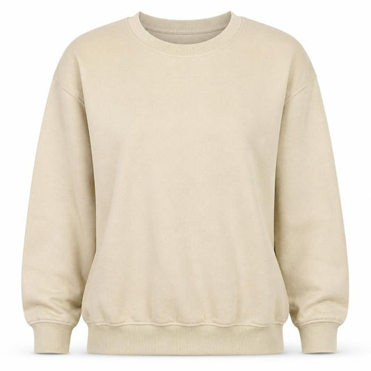 Front view of PRETTYLITTLETHING Women Beige Small Pullover Sweatshirt