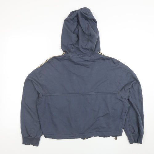 EVA KAYAN Women Blue Full Zip Hooded Sweatshirt Size 14 Cotton
