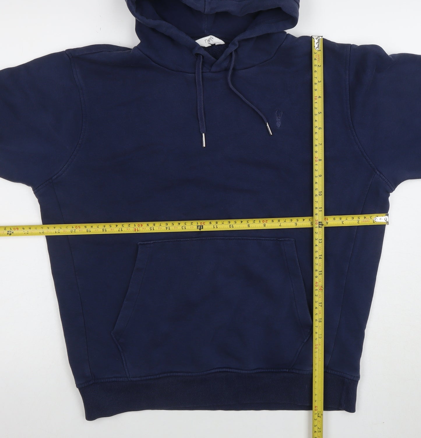 Next Men's Blue Pullover Hoodie Size S Regular Fit Cotton Blend