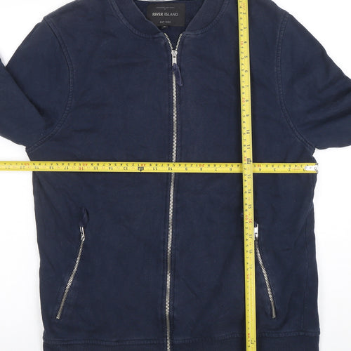 River Island Men's Blue Full Zip Cotton Sweatshirt Size M