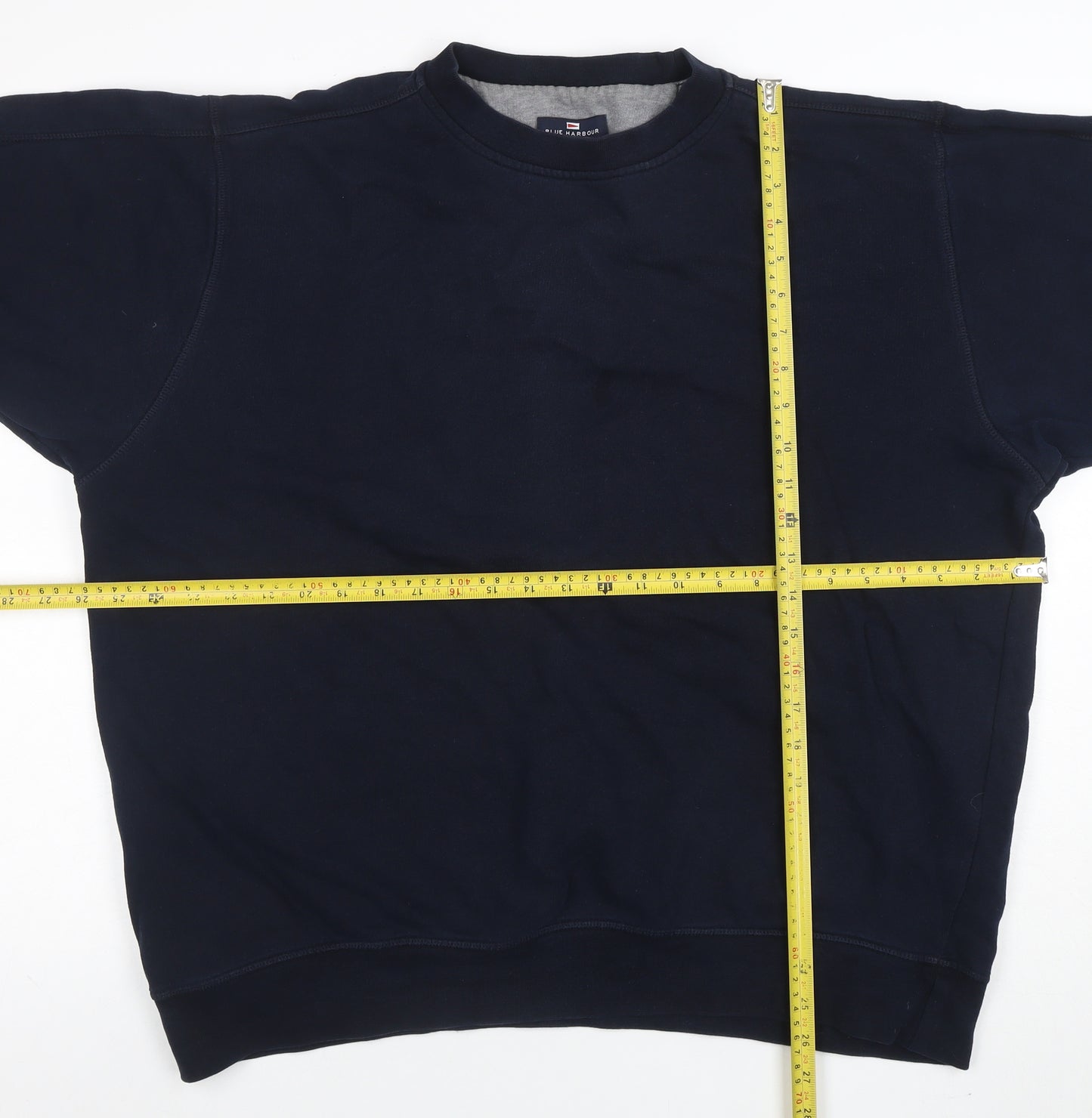 Marks and Spencer Men's Blue XL Cotton Crew Neck Sweatshirt