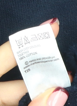 Marks and Spencer Men's Blue XL Cotton Crew Neck Sweatshirt