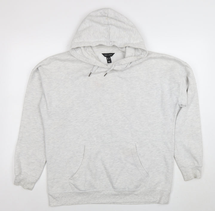 New Look Women Grey Pullover Hoodie Size M Cotton Blend Casual
