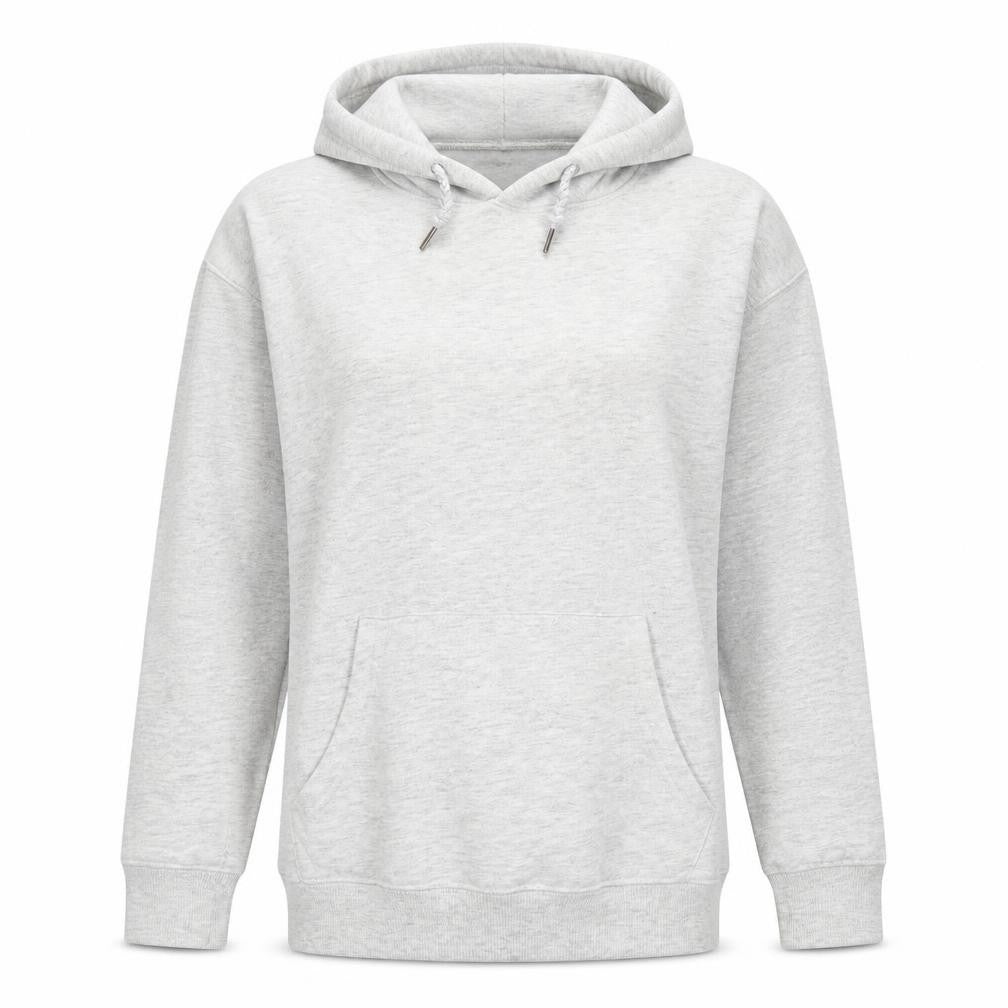 Front view of New Look Women Grey Pullover Hoodie, size M, Cotton Blend Casual