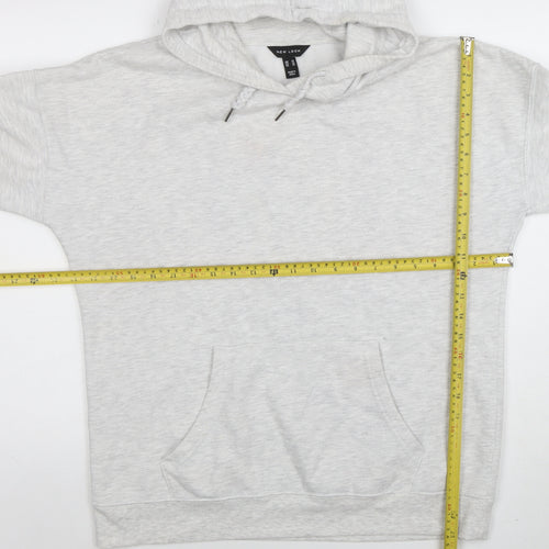 New Look Women Grey Pullover Hoodie Size M Cotton Blend Casual