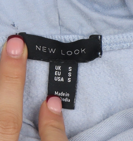 New Look Womens Blue Pullover Hoodie Size S Cotton Blend Casual