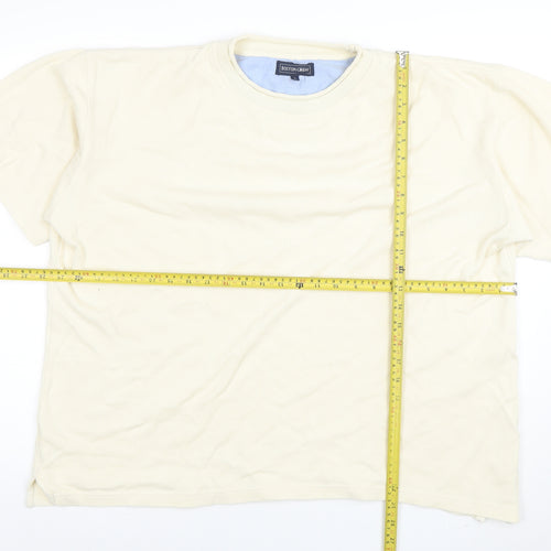 Boston Crew Men's Beige Cotton Crew Neck Short Sleeve T-Shirt Size L