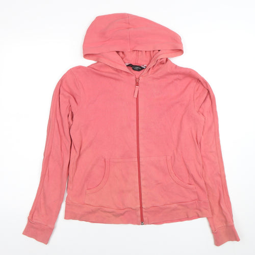 Dorothy Perkins Women's Pink Full Zip Hoodie Size 14 Cotton Casual